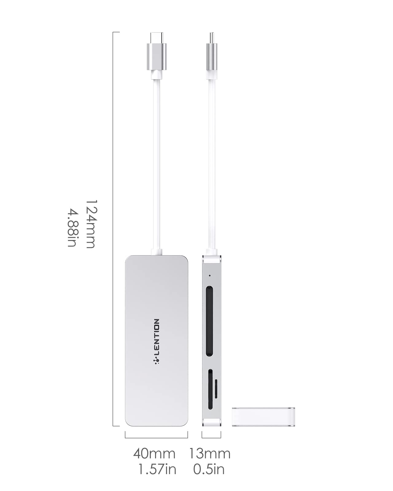 LENTION USB C Multi-Card Reader for MacBook Pro Air iPad Pro Surface SD CF Micro SD Adapter Silver - View 7 of 7