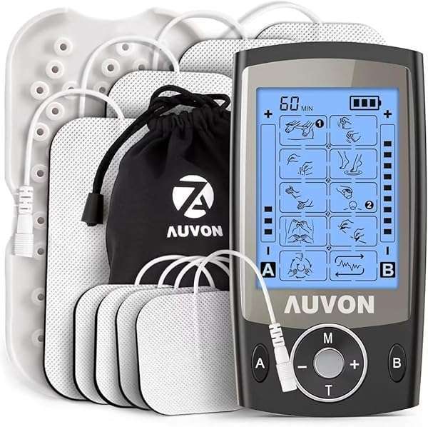 AUVON "Buy AUVON Dual Channel TENS Unit: 20 Modes, 2x4" Electrode Pads for Pain Relief"