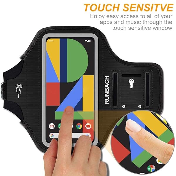RUNBACH RUNBACH Running Armband for Google Pixel 3XL and 4XL Sweatproof Gym Bag with Touchscreen Key Holder and Card Slot - View 3 of 9