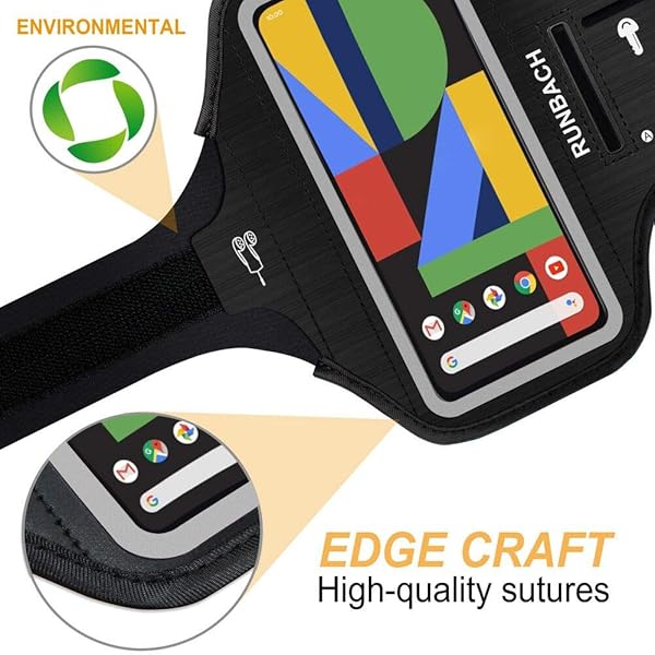RUNBACH RUNBACH Running Armband for Google Pixel 3XL and 4XL Sweatproof Gym Bag with Touchscreen Key Holder and Card Slot - View 8 of 9