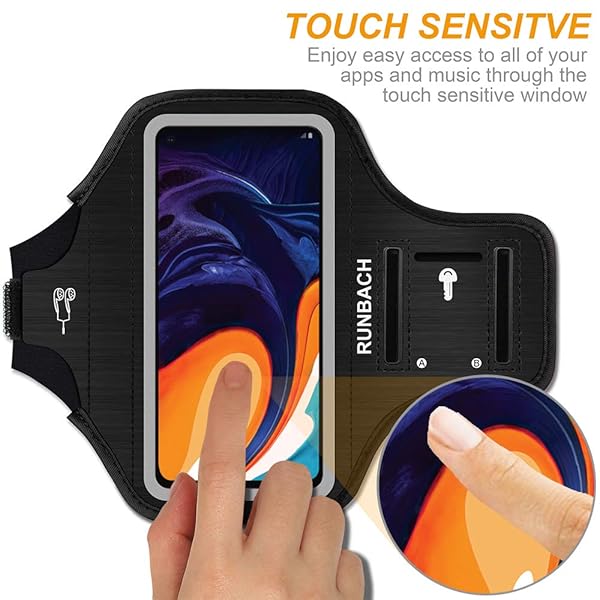 RUNBACH RUNBACH Sweatproof Running Armband for Samsung Galaxy A70 A60 A51 A50 A32 A30 A20 A10E A10 A9 A9 Pro M11 M21 M31 Exercise Bag - View 3 of 9