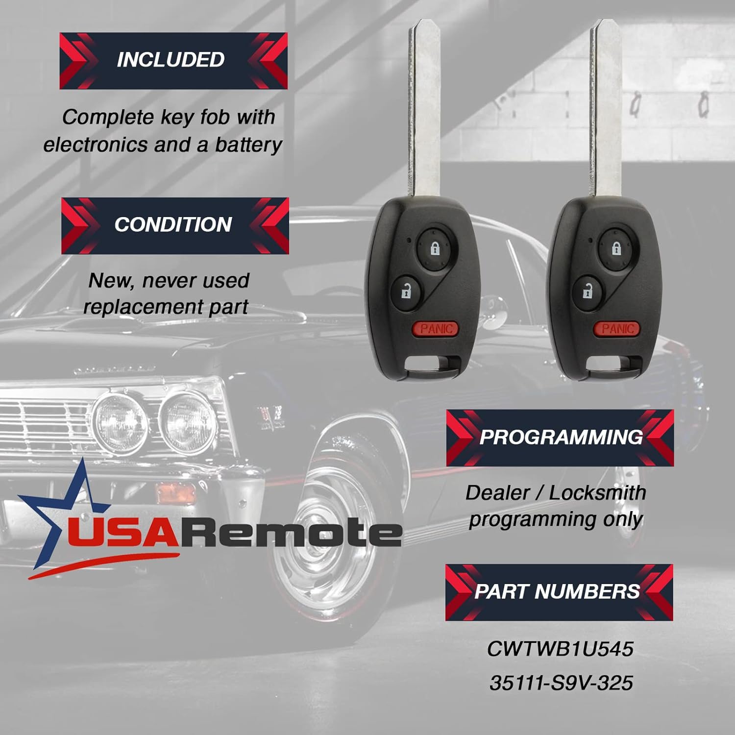 USARemote Fits 2005 2006 2007 2008 Honda Pilot Key Fob Keyless Entry Remote CWTWB1U545 Replacement for Easy Access and Security - View 3 of 7