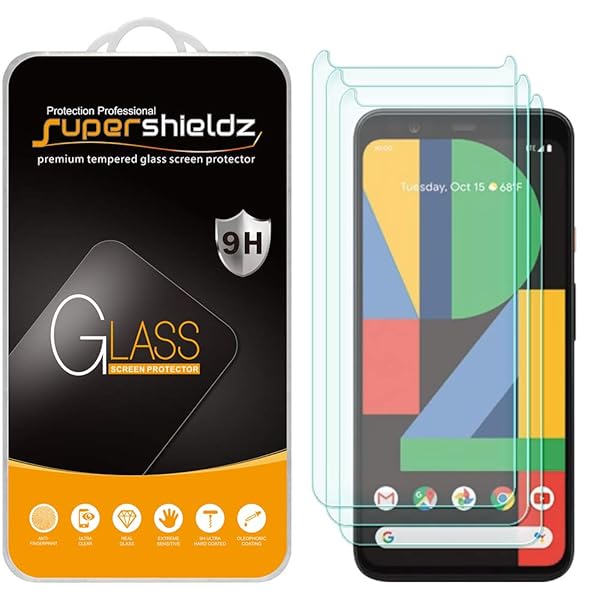 Supershieldz 3 Pack Tempered Glass Screen Protector for Google Pixel 4 Anti Scratch Bubble Free Protection
