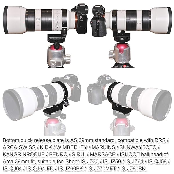 iShoot Camera Metal Lens Collar Foot for Sony FE 70-200mm f/4 G OSS - ARCA Swiss Quick Release Tripod Mount - View 8 of 10