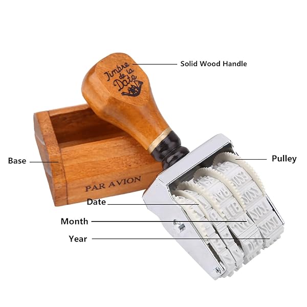 Hztyyier Wooden Handle Date Stamp for DIY Crafting: Perfect for Card Making & Scrapbooking - View 6 of 11
