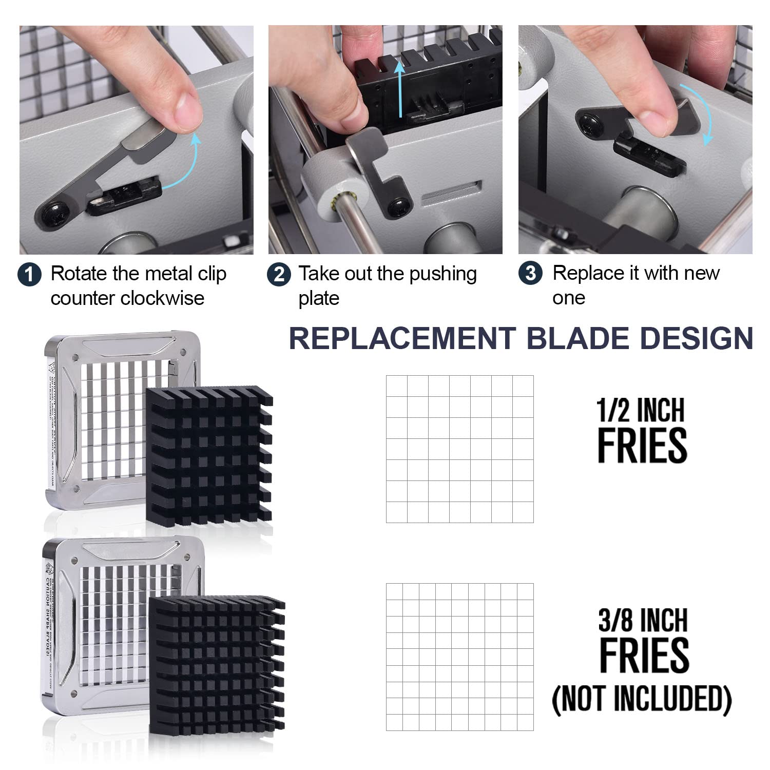 Sopito Electric French Fry Cutter, Sopito Commercial Grade Potato Cutter with 1/2-Inch Blade Stainless Steel Perfect for Potatoes Carrots Cucumbers - View 6 of 6