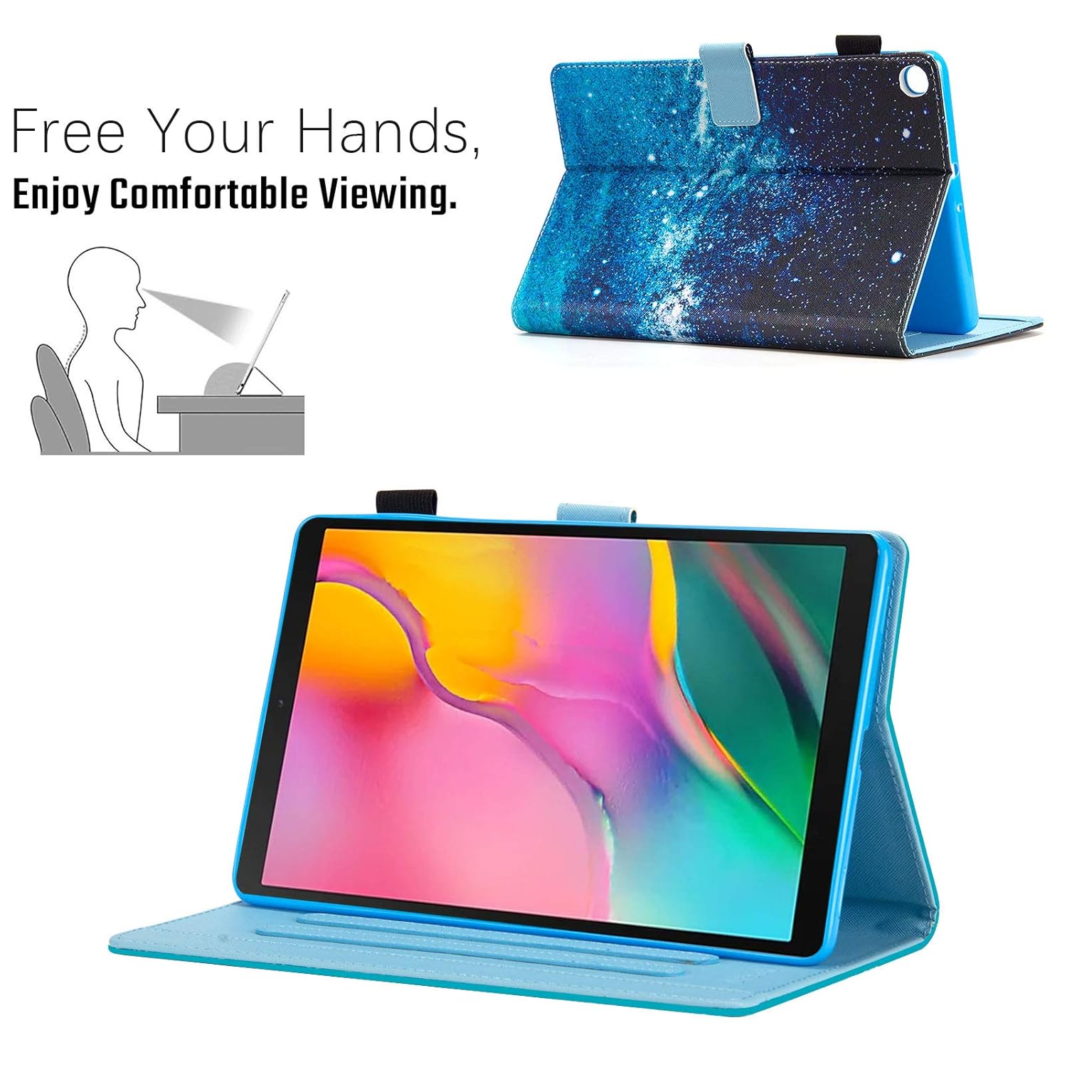 Dteck Dteck Galaxy Tab A 10.1 Case 2019 Slim PU Leather Folio Stand Cover with Magnetic Clasp for Samsung Galaxy Tab A 10.1 Inch Blue Galaxy - View 5 of 9