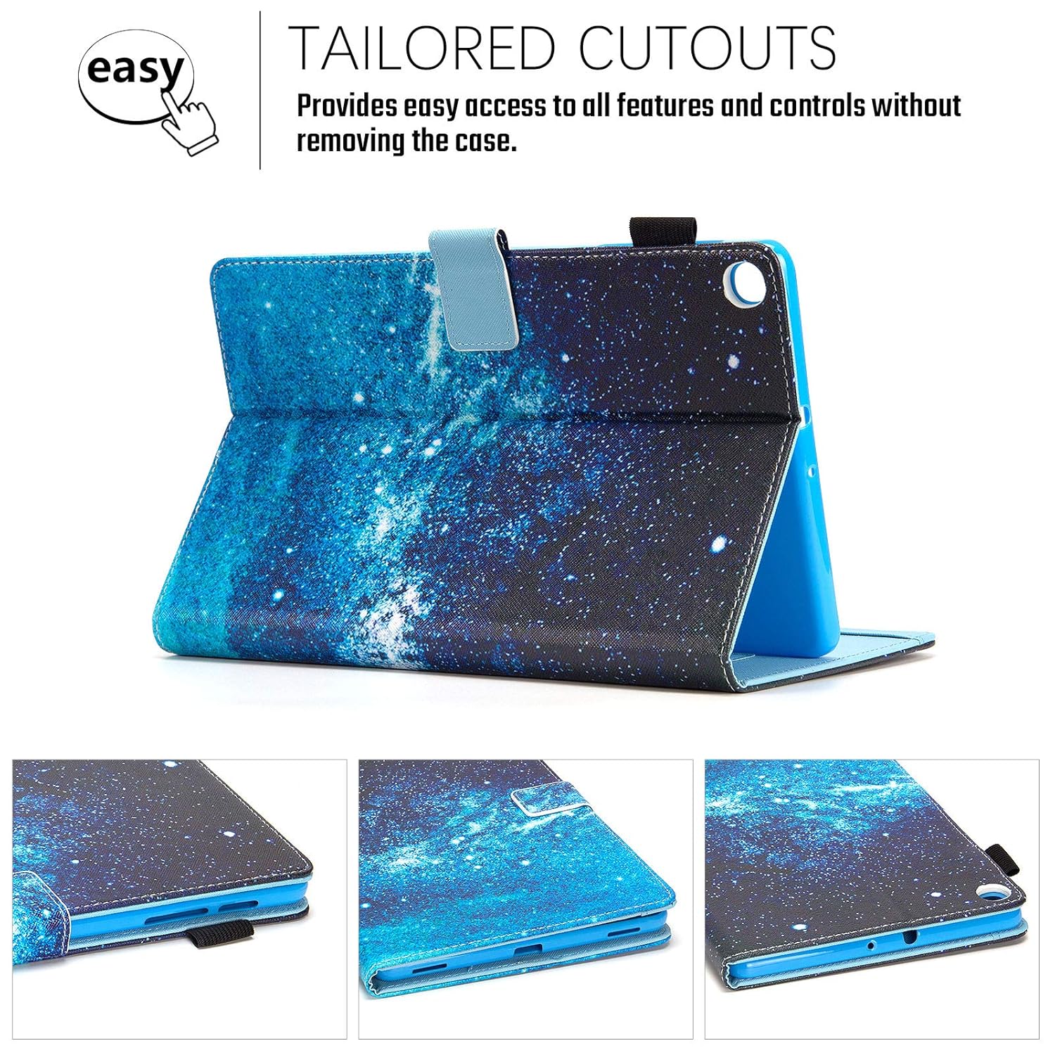 Dteck Dteck Galaxy Tab A 10.1 Case 2019 Slim PU Leather Folio Stand Cover with Magnetic Clasp for Samsung Galaxy Tab A 10.1 Inch Blue Galaxy - View 6 of 9