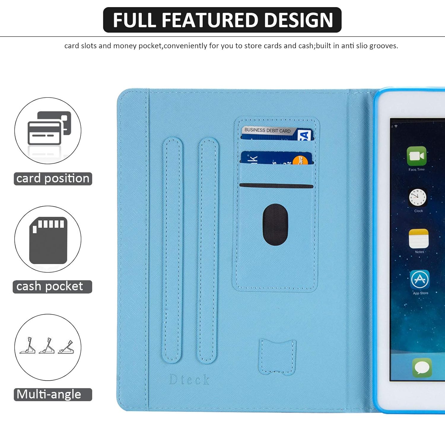 Dteck Dteck Galaxy Tab A 10.1 Case 2019 Slim PU Leather Folio Stand Cover with Magnetic Clasp for Samsung Galaxy Tab A 10.1 Inch Blue Galaxy - View 9 of 9