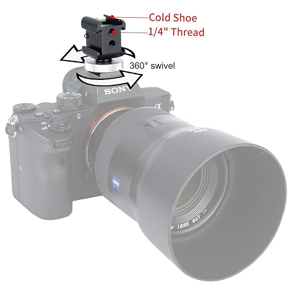 NICEYRIG NICEYRIG 3-Side Cold Shoe Mount 360 Degree Swivel with Triple Anti-Off Shoe Adapters, 1/4 Threads for Microphone, Flash Light, Monitor Mount Camera Phone Vlog Vlogging - 328 - View 5 of 10