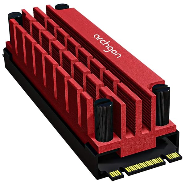 archgon Archgon HS-1110 SSD Heatsink Cooler for PCIe NVMe M.2 2280 - Ideal for Workstations, Gaming PCs & Industrial Use (Red)