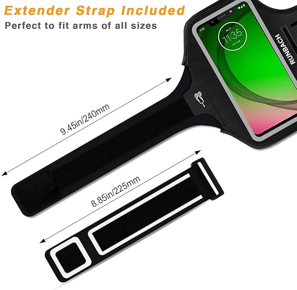 RUNBACH RUNBACH Sweatproof Running Armband for Motorola G7 G7 Power G7 Play G6 Plus Z4 E5 Plus with Touch Key Holder and Card Slot Black - View 3 of 10