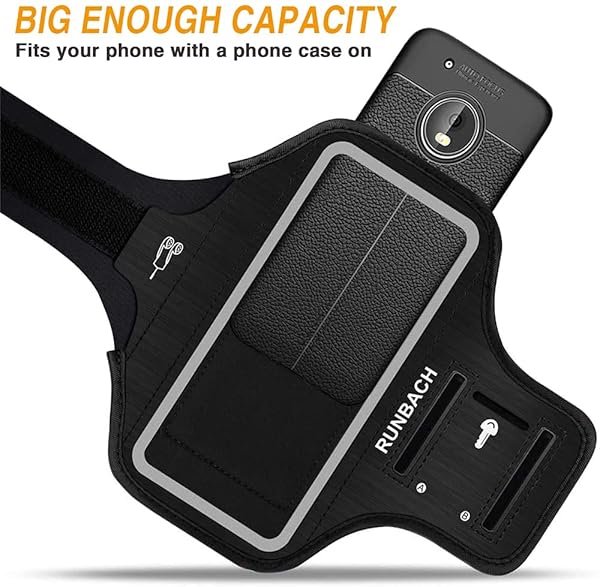 RUNBACH RUNBACH Sweatproof Running Armband for Motorola G7 G7 Power G7 Play G6 Plus Z4 E5 Plus with Touch Key Holder and Card Slot Black - View 8 of 10