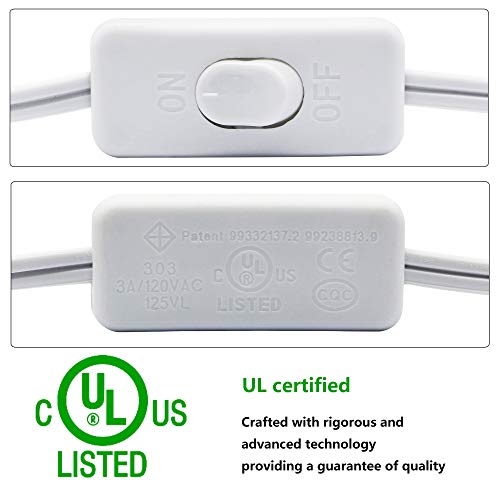 SinLoon SinLoon UL-LP Certified 18AWG T5 T8 LED Wire Connector Power Cord with On Off Switch US Plug for LED Tube Integrated Extension Cable 4 Pack 9.8FT - View 3 of 8