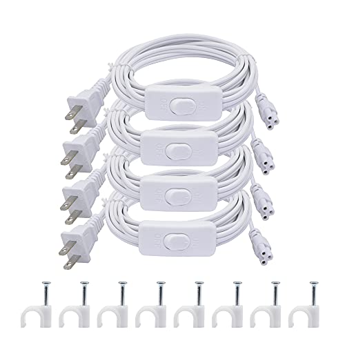 SinLoon SinLoon UL-LP Certified 18AWG T5 T8 LED Wire Connector Power Cord with On Off Switch US Plug for LED Tube Integrated Extension Cable 4 Pack 9.8FT
