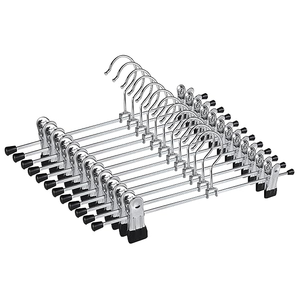 NORTHERN BROTHERS Northern Brothers 12PCS Pants Hangers with Clips Metal Skirt Trouser Hangers for Clothes Organization