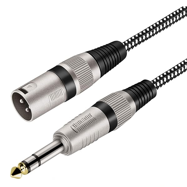 KINXIYU 30 FT XLR Male to 1/4 Inch TRS Cable Nylong Braided Balanced Interconnect Wire Mic Cord with Pure Copper Conductors