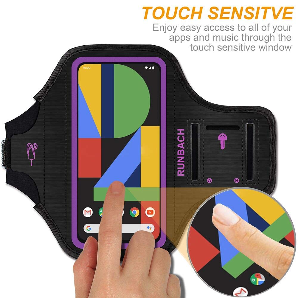 RUNBACH Running Armband for Google Pixel 8 7 6 6 Pro 5a 4XL 3a XL 3 XL Exercise Case with Card Slot Purple - View 3 of 9