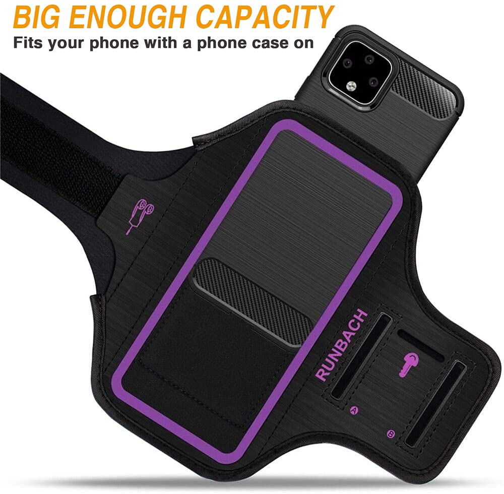 RUNBACH Running Armband for Google Pixel 8 7 6 6 Pro 5a 4XL 3a XL 3 XL Exercise Case with Card Slot Purple - View 7 of 9