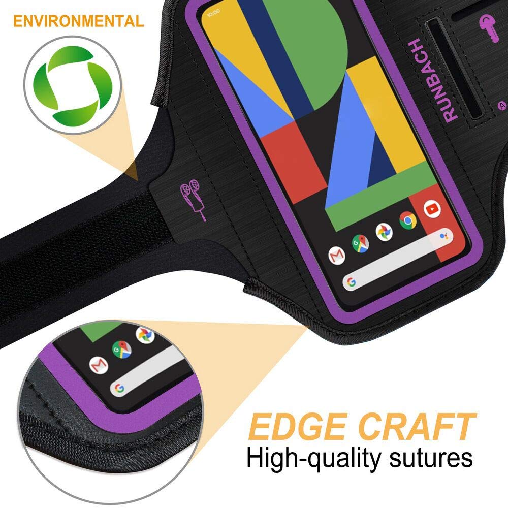RUNBACH Running Armband for Google Pixel 8 7 6 6 Pro 5a 4XL 3a XL 3 XL Exercise Case with Card Slot Purple - View 8 of 9