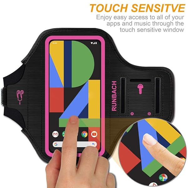 RUNBACH RUNBACH Running Armband for Google Pixel 8 7 6 6 Pro 5a 4XL 3a XL 3 XL Exercise Case with Card Slot Pink - View 3 of 9