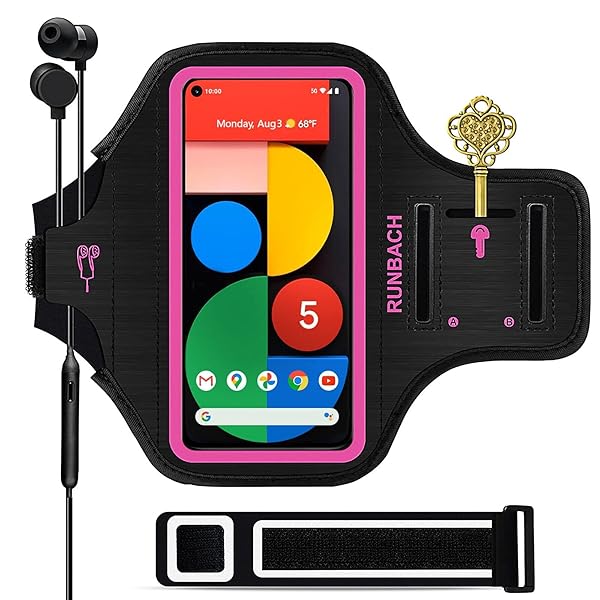 RUNBACH RUNBACH Running Armband for Google Pixel 8 7 6 6 Pro 5a 4XL 3a XL 3 XL Exercise Case with Card Slot Pink