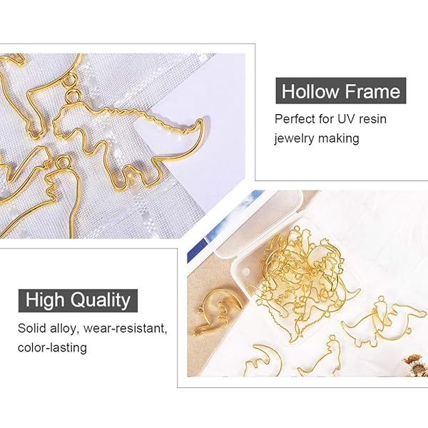 OLYCRAFT OLYCRAFT 20pcs Dinosaur Open Bezel Charms - Colorful Alloy Frame Pendants for Resin Jewelry Making - View 4 of 8