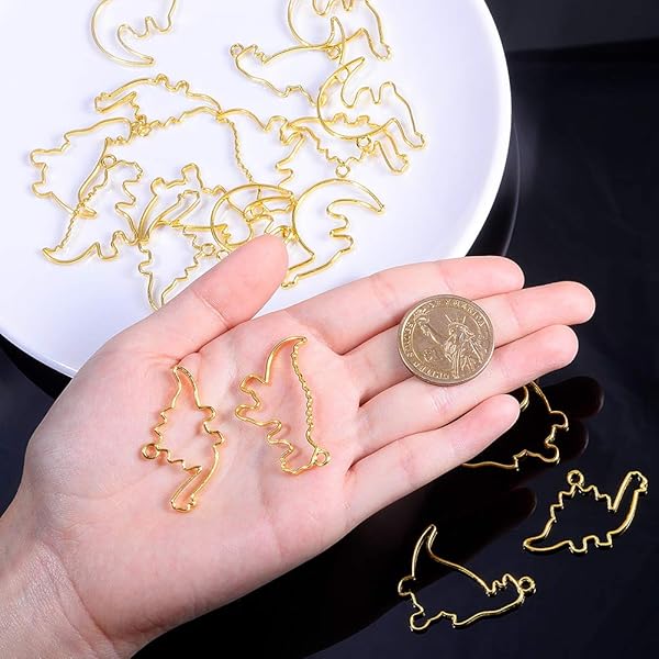 OLYCRAFT OLYCRAFT 20pcs Dinosaur Open Bezel Charms - Colorful Alloy Frame Pendants for Resin Jewelry Making - View 5 of 8