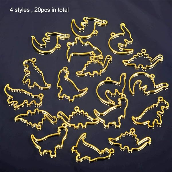 OLYCRAFT OLYCRAFT 20pcs Dinosaur Open Bezel Charms - Colorful Alloy Frame Pendants for Resin Jewelry Making - View 6 of 8