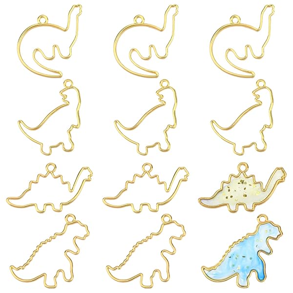 OLYCRAFT OLYCRAFT 20pcs Dinosaur Open Bezel Charms - Colorful Alloy Frame Pendants for Resin Jewelry Making - View 2 of 8