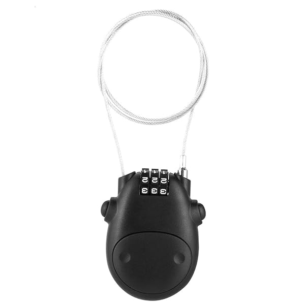 Diyeeni Secure Your Gear: 3-Digit Stroller Lock with Extendable Cable - Perfect for Suitcases, Luggage & Laptops (Black)