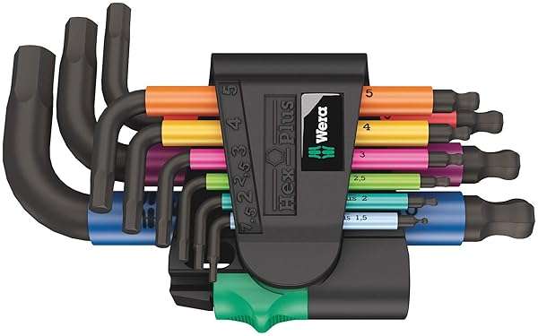 Wera Buy Wera 950/9 Hex-Plus Multicolour L-Key Set - 9 Piece Metric Set with BlackLaser Finish