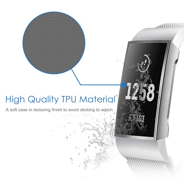FINTIE Fintie Screen Protector for Fitbit Charge 4 3 3SE Soft Slim TPU Case Cover Full-Around Bumper Shell Pack of 3 - View 5 of 11