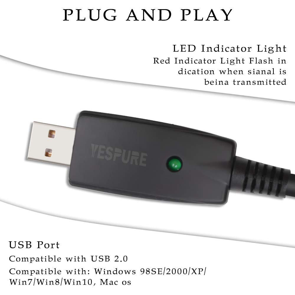 YESPURE YESPURE USB Microphone Cable USB Male to XLR Female 3 Pin Link Converter 10FT Studio Audio Connector for Recording Karaoke and Singing - View 2 of 6