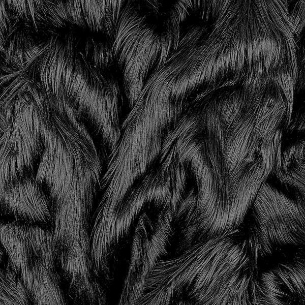 Barcelonetta Soft Fluffy Black Faux Fur Fabric for Sewing Upholstery Costumes 36 x 60 Vegan Material for DIY Projects Plush Toys One Yard