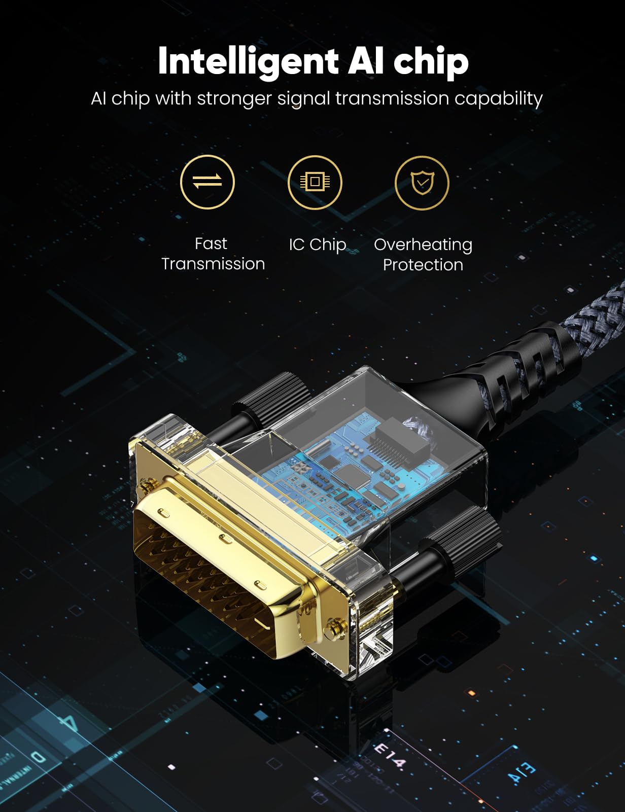 Capshi Capshi HDMI to DVI Adapter Cable 6FT High-Speed Gold-Plated Bi-Directional Nylon Braid 1080p for Television Monitor Video Card Graphics Card - View 5 of 8