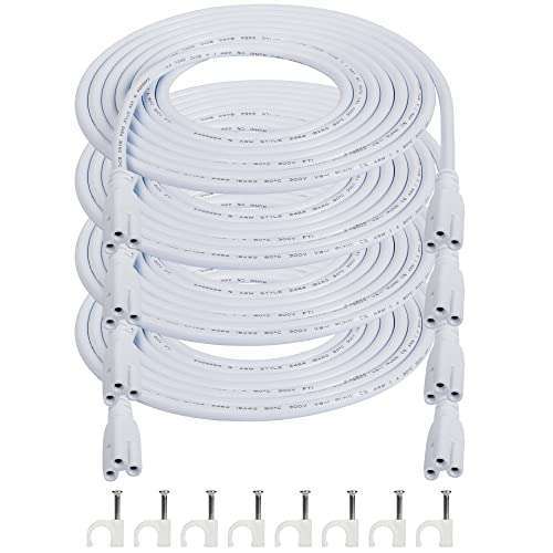 SinLoon SinLoon UL-LP Certified T5 T8 LED Connecting Wire - 9.8FT Linkable Cords for Ceiling Lights & Tube Lamp Holders (4-Pack)