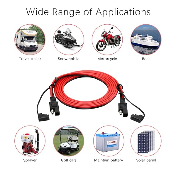 CERRXIAN CERRXIAN 6.5FT 14AWG SAE to SAE Quick Disconnect Power Cable for Solar Panels and Batteries Black Red 2m - View 7 of 7