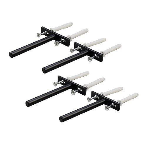 Antrader Antrader Set of 4 Floating Shelf Brackets 4 Inch Deep Concealed Support for Wood Shelves Matte Black with Screws and Anchors Included
