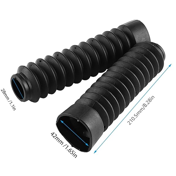 Qiilu 210.5x42mm Motorcycle Fork Boots - Durable Black Gaiters & Dust Covers for Shock Damping - View 5 of 11