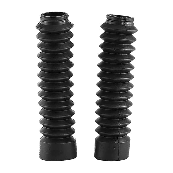 Qiilu 210.5x42mm Motorcycle Fork Boots - Durable Black Gaiters & Dust Covers for Shock Damping - View 9 of 11