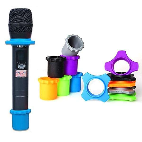YTYKINOY YTYKINOY 6 Sets Wireless Handheld Microphone with Shakeproof Silicone Ring & Stand - Perfect for KTV (6 Colors)