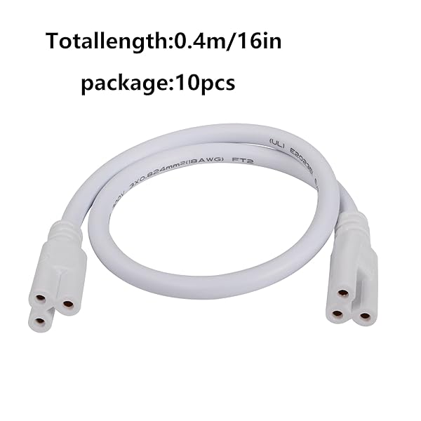 SinLoon SinLoon UL-LP Certified T5 T8 LED Lamp Connecting Wire Ceiling Lights Integrated Tube Cable Linkable Cords 16 Inch 10-Pack - View 6 of 7