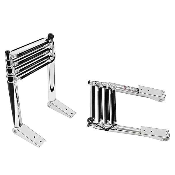Haida 4-Step Telescoping Dock Ladder: Stainless Steel Boat & Pontoon Swim Step, 400 lb Capacity