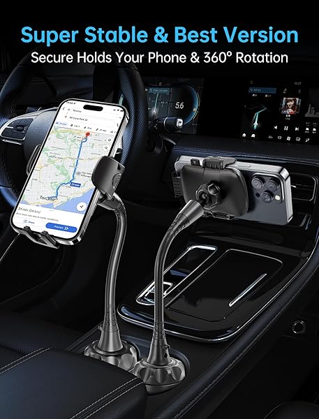 TOPGO TOPGO Adjustable Gooseneck Car Phone Holder for iPhone 16 and 4-7 inch Smartphones Black - View 4 of 7
