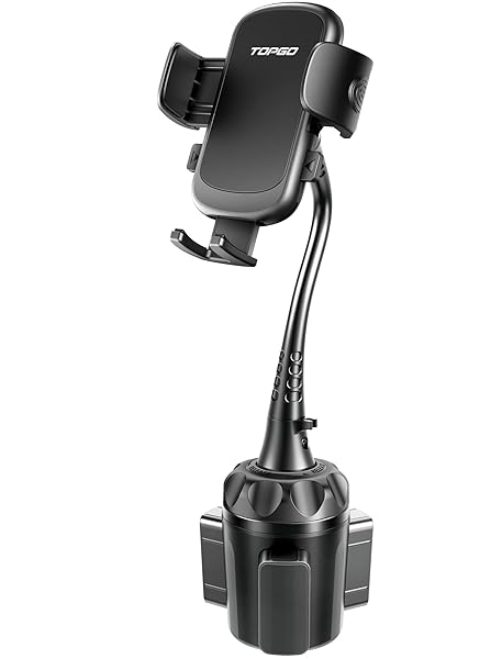 TOPGO Adjustable Gooseneck Car Phone Holder for iPhone 16 and 4-7 inch Smartphones Black