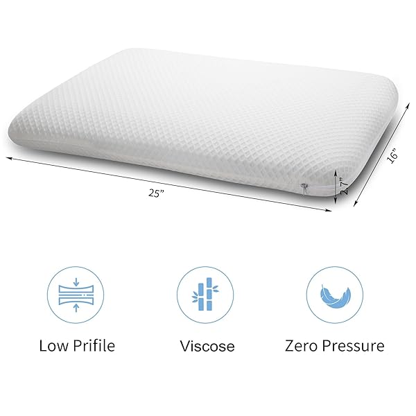 DLIGHT BD DLIGHT BD Ultra Slim 2.7 Inch Gel Infused Memory Foam Pillow for Stomach and Back Sleepers Thin and Flat Design - View 2 of 7