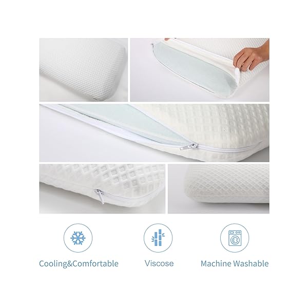 DLIGHT BD DLIGHT BD Ultra Slim 2.7 Inch Gel Infused Memory Foam Pillow for Stomach and Back Sleepers Thin and Flat Design - View 6 of 7
