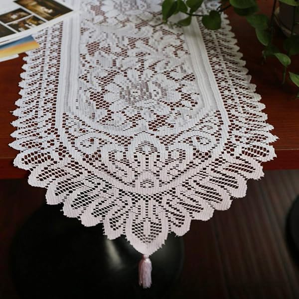 Tinsow Tinsow 2 Pack Cotton Crochet Lace Table Runner Dresser Scarf Doilies Style A-2 for Elegant Home Decor - View 2 of 3