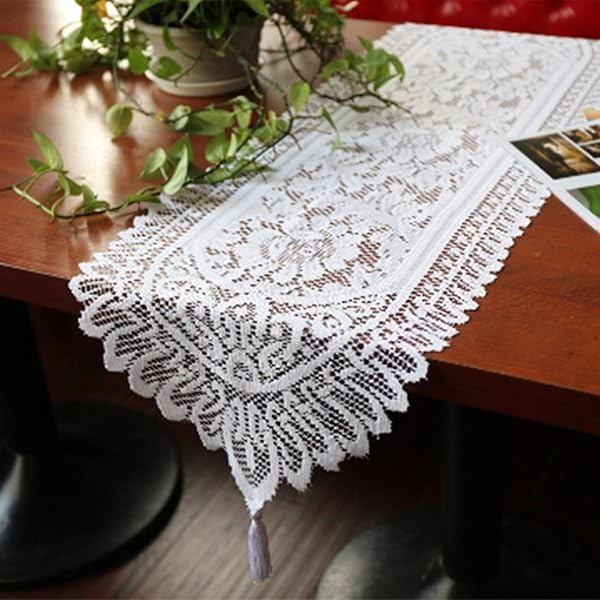 Tinsow Tinsow 2 Pack Cotton Crochet Lace Table Runner Dresser Scarf Doilies Style A-2 for Elegant Home Decor - View 3 of 3